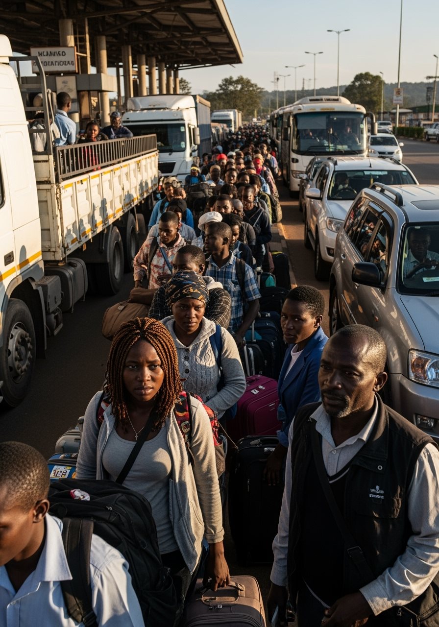 Uganda border queue and processing