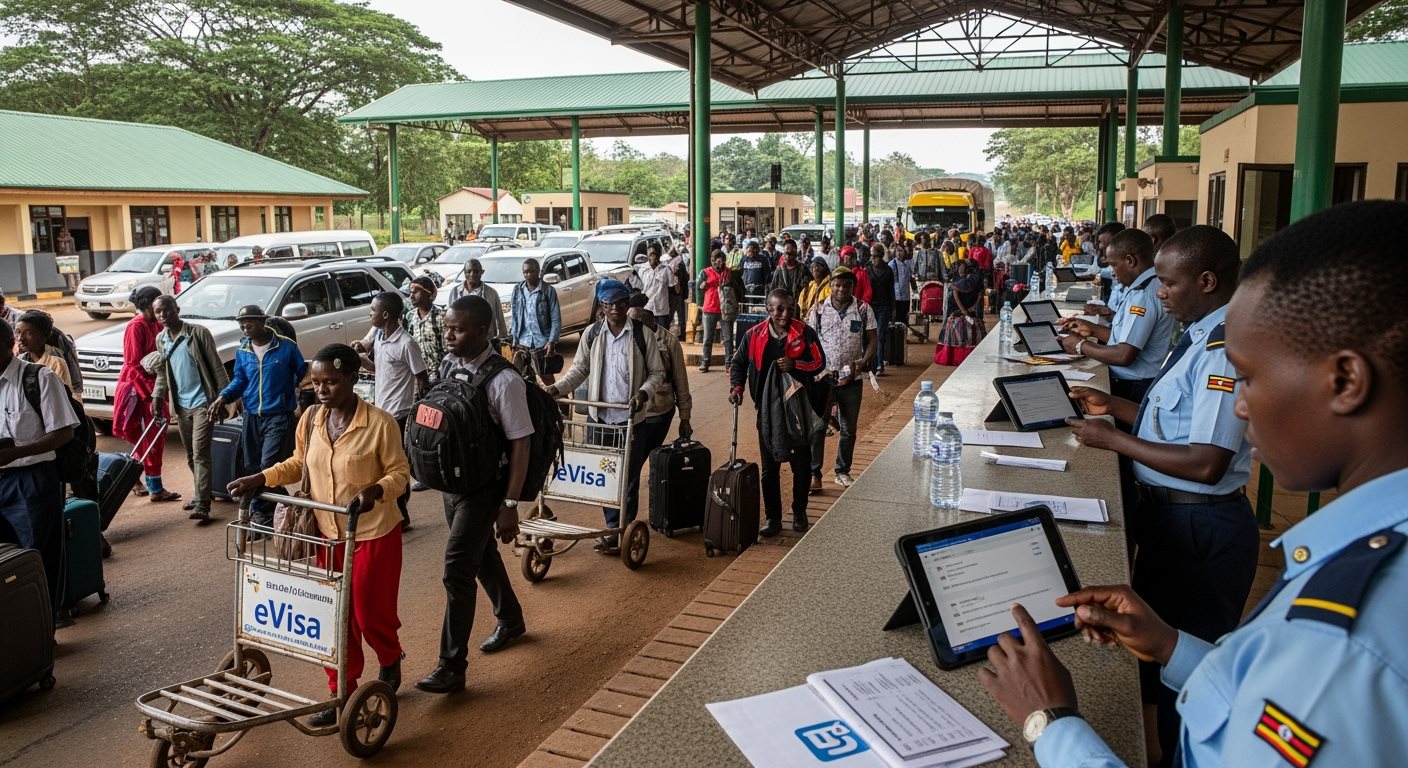 Uganda land border crossing immigration checkpoint