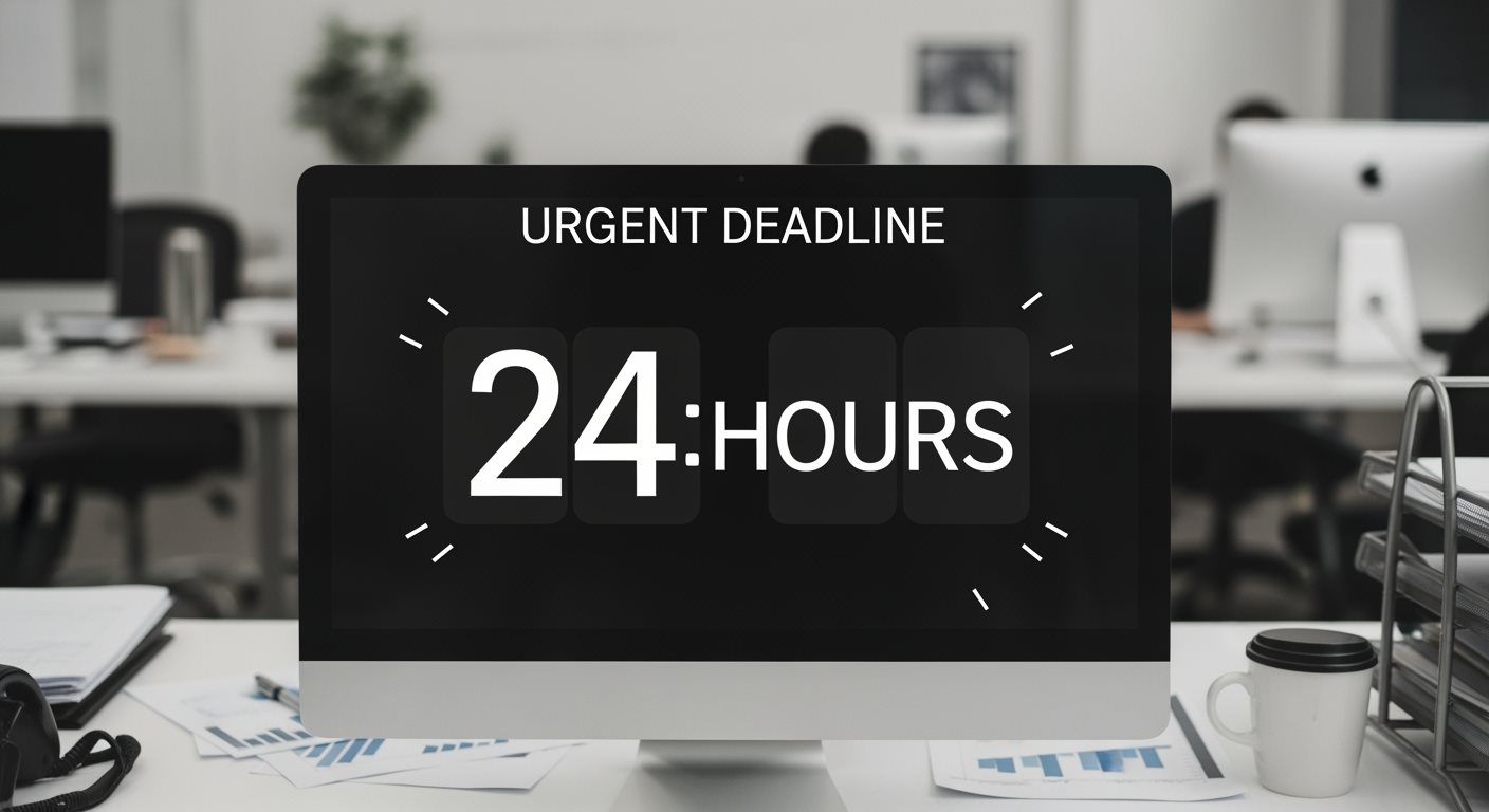 Deadline Clock Time Limit Urgent Cancellation 24 Hours Window