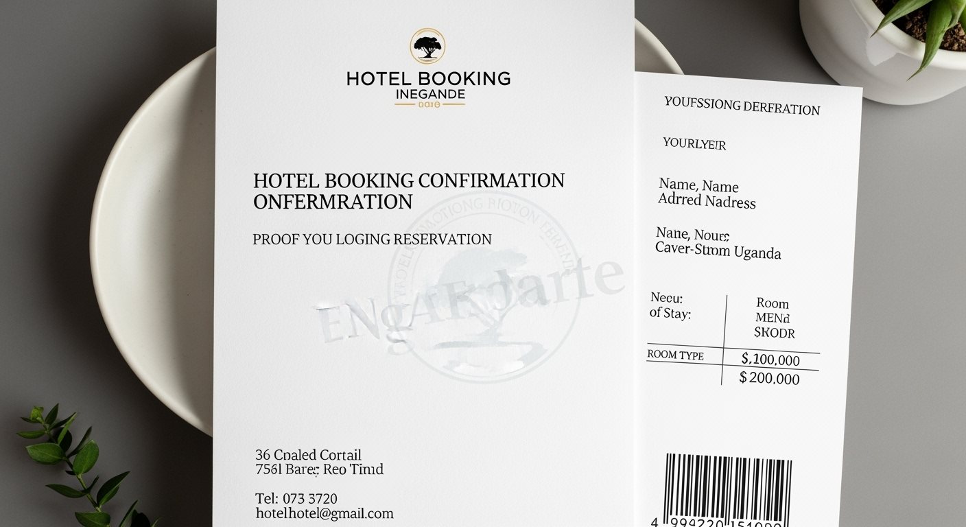 Hotel booking confirmation and accommodation proof documents