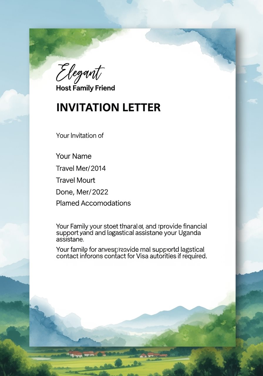 Invitation letter from host family or friend