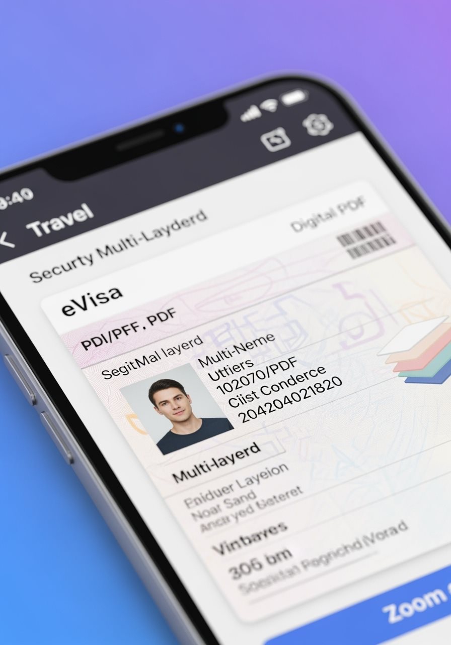 Mobile phone showing eVisa document