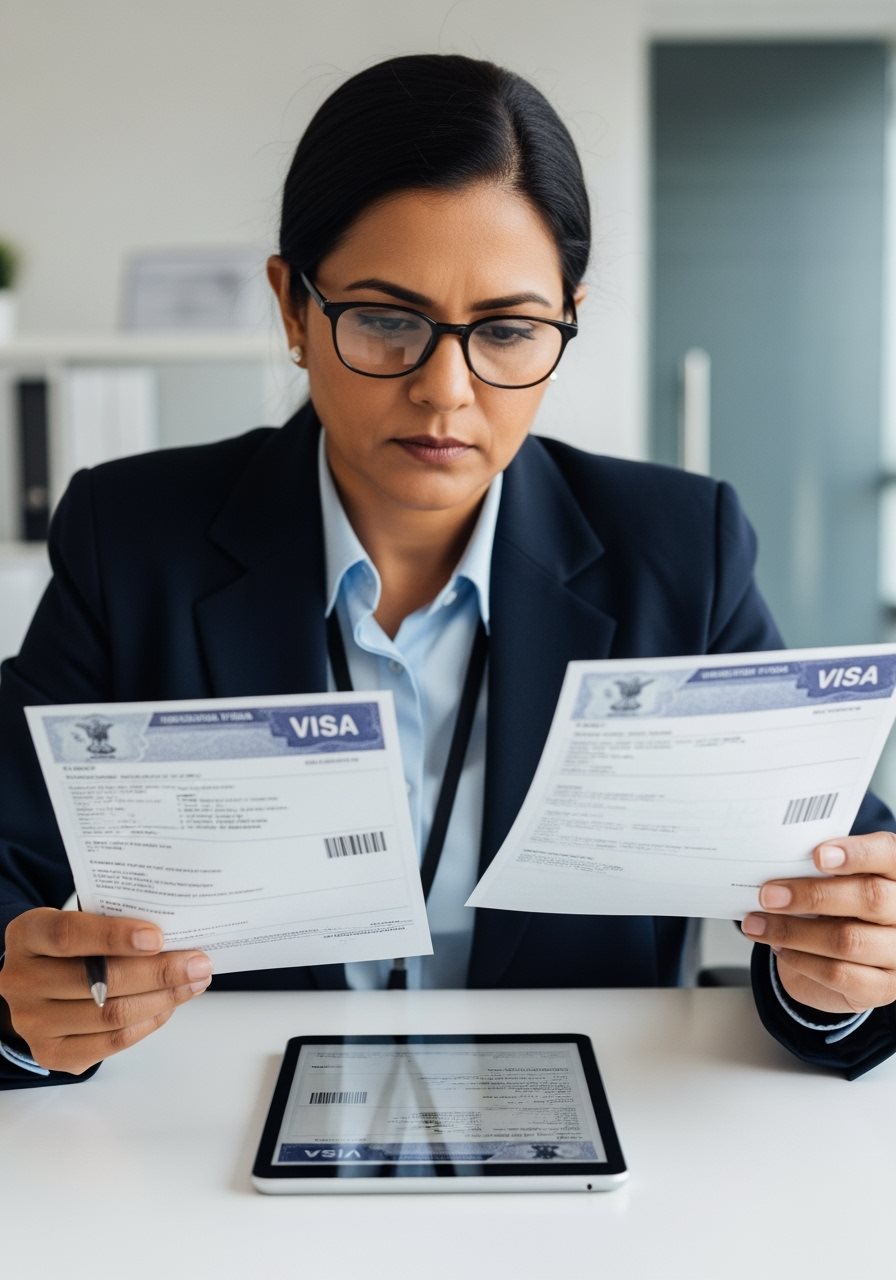 Immigration officer checking documents