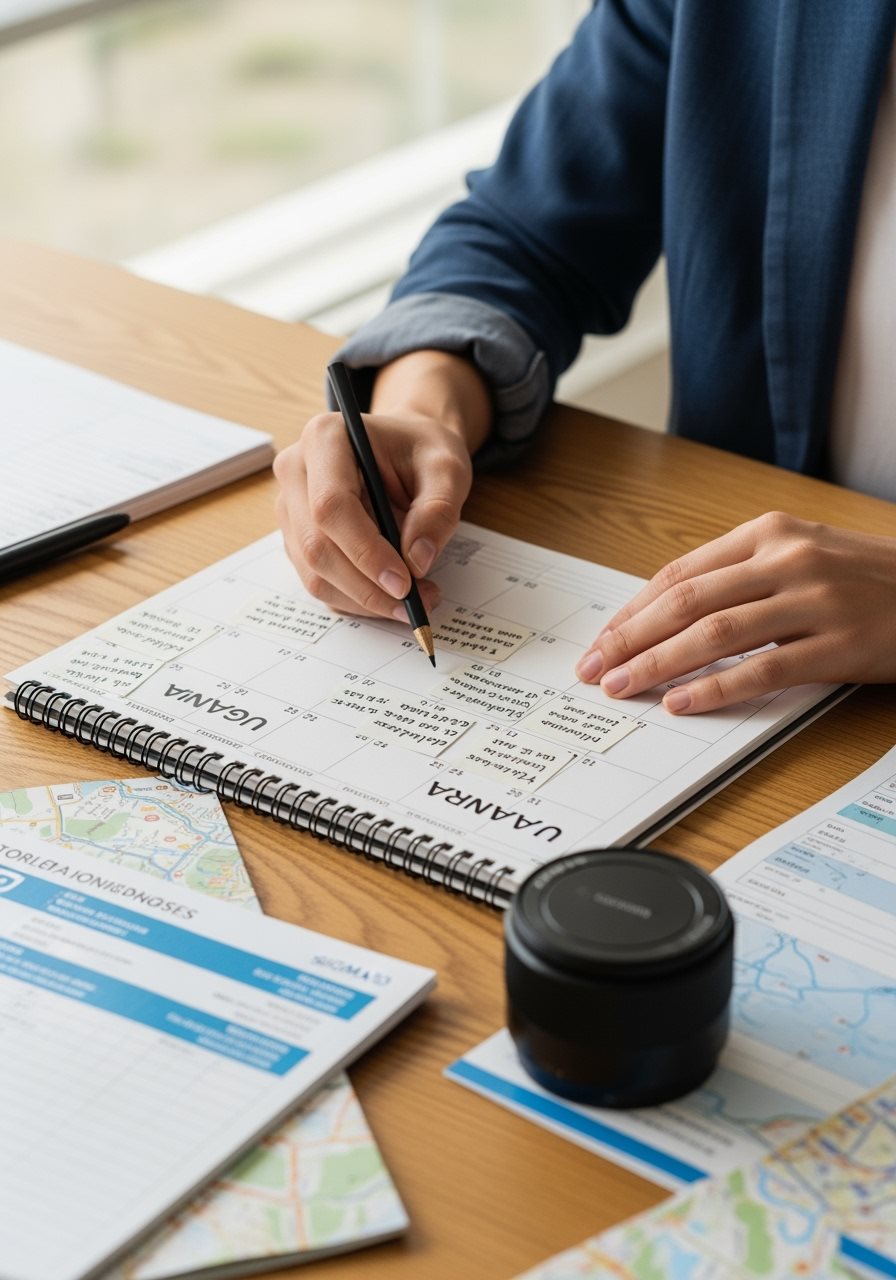 Travel planning calendar and booking activities
